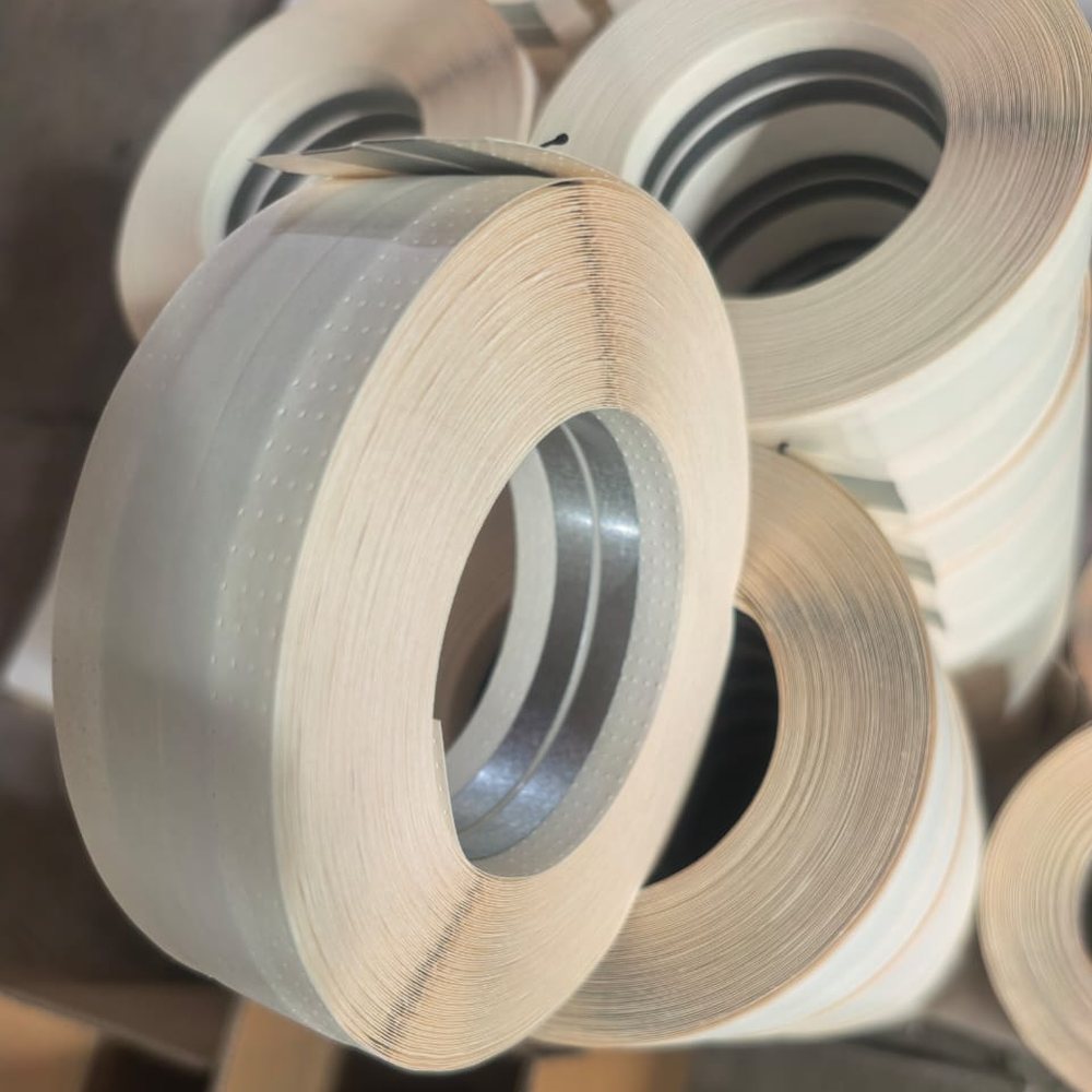 Coils of flexible metal corner tape with Al-Zn steel strips and paper facing